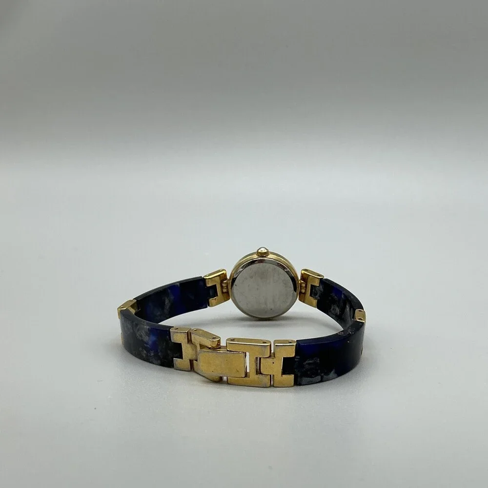 Lucida Womens Watch 21mm MOP Dial Gold Tone Blue Bracelet New Battery 6.5